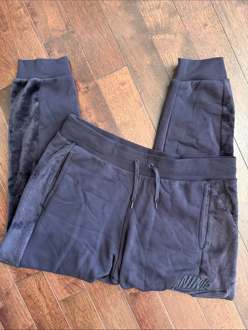 Nike Black Purple Velour Trim Drawstring Waist Jogger Sweat Pants XXL